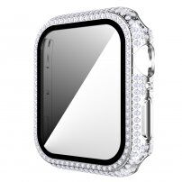 Futrola sa kamenčićima i kaljenim staklom za Apple Watch 40mm - srebrni