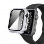 Futrola sa kamenčićima i kaljenim staklom za Apple Watch 40mm - srebrni