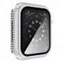 Futrola sa kamenčićima i kaljenim staklom za Apple Watch 40mm - srebrni