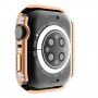 Futrola sa kamenčićima i kaljenim staklom za Apple Watch 45mm - ružičasto-zlatna