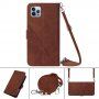 Flip futrola sa pojasom u stilu crossbody za iPhone 13 Pro - smeđi