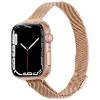 Tanak metalni remen milanski potez za Apple Watch Ultra 49mm / 46mm / 45mm / 44mm / 42mm - ružičasto zlatni