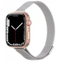 Tanak metalni remen milanski potez za Apple Watch Ultra 49mm / 46mm / 45mm / 44mm / 42mm - srebrni
