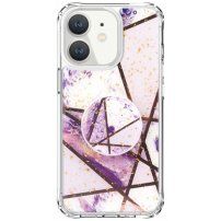 Zaštitna maska mramorna mozaika sa držačem za iPhone 11 - ljubičasti