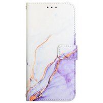 Mramorna flip futrola od PU kože za iPhone 13 Pro - Ljubičasto
