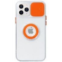 Prozirna maska sa držačem za prst i poklopcem kamere za iPhone 13 Pro - narančasti