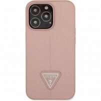 Guess Saffiano Triangle maska za iPhone 13 Pro Max - ružičasti