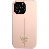 Guess Line Triangle silikonska maska za iPhone 13 Pro Max - ružičasti