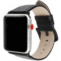 Metalik kožni remen za Apple Watch 42mm / 41mm / 40mm / 38mm - crni