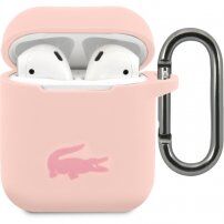 Lacoste Glossy Printing Logo silikonski etui za AirPods 1 / 2 - ružičasti
