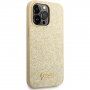 Guess Glitter Flakes Metal Logo svjetlucavi etui za iPhone 14 Pro Max - zlatni