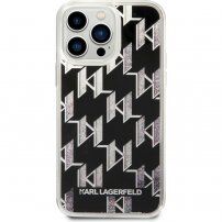 Karl Lagerfeld Monogram Liquid Glitter etui za iPhone 14 Pro Max - crni