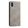 Kožni preklopni etui s uzorkom za iPhone X / XS - sivo