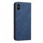 Kožni preklopni etui s uzorkom za iPhone XS Max - tamno plavo