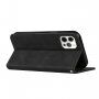 Kožni preklopni etui s uzorkom za iPhone 12 / 12 Pro - crno