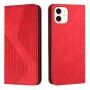 Kožni preklopni etui s uzorkom za iPhone 12 mini - crveno