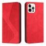 Kožni preklopni etui s uzorkom za iPhone 12 Pro Max - crveno