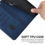 Kožni preklopni etui s uzorkom za iPhone 11 Pro - tamno plavo