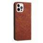Kožni preklopni etui s uzorkom za iPhone 13 Pro - smeđi