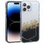 Prozirni mramorni etui s kamenčićima za iPhone 14 Pro Max - crni
