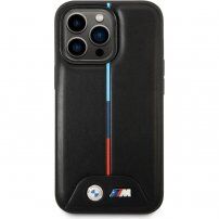 BMW M Tricolor Stripe etui za iPhone 14 Pro Max - crni