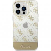 Guess Peony Glitter Script Logo etui za iPhone 14 Pro - zlatni