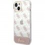 Guess Peony Glitter Script Logo etui za iPhone 14 - ružičasti