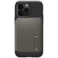 Spigen Slim Armor izdržljivi etui sa stalkom i MagSafe za iPhone 14 Pro Max - sivi
