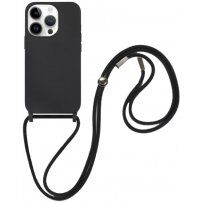Silikonski etui s uzicom za iPhone 13 Pro Max - crni