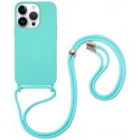 Silikonski etui s uzicom za iPhone 13 Pro Max - plavi