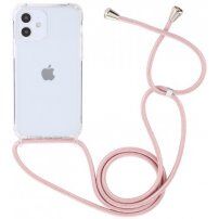 Prozirni etui s uzicom za iPhone 12 mini - ružičasto zlatni