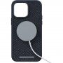 NJORD etui od kože lososa s MagSafe za iPhone 14 Pro Max - tamno sivi