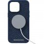 NJORD etui od kože lososa s MagSafe za iPhone 14 Pro Max - tamno plavi