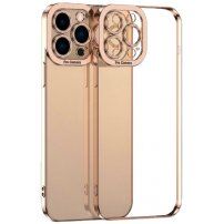 Prozirna maskica s metaliziranim rubom za iPhone 11 Pro Max - ružičasta zlatna