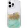 Prozirni mramorni etui s kamenčićima za iPhone 14 Pro Max - pastel zelena