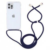 Prozirni etui s uzicom za iPhone 12 Pro Max - tamno plavi
