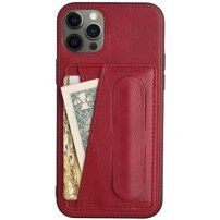 Kožni etui s džepom za kartice i stalkom za iPhone 11 Pro Max - crveni