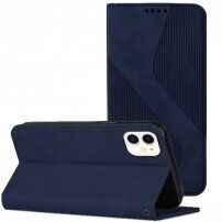 Kožni preklopni etui s uzorkom za iPhone 11 - tamno plavo