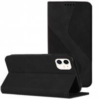 Kožni preklopni etui s uzorkom za iPhone 11 - crno