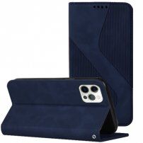 Kožni preklopni etui s uzorkom za iPhone 11 Pro - tamno plavo