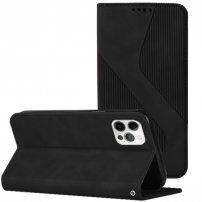 Kožni preklopni etui s uzorkom za iPhone 11 Pro - crno