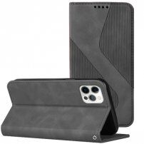 Kožni preklopni etui s uzorkom za iPhone 11 Pro Max - sivo