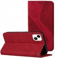 Kožni preklopni etui s uzorkom za iPhone 13 mini - crveno