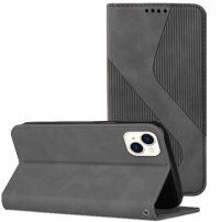 Kožni preklopni etui s uzorkom za iPhone 13 - sivo