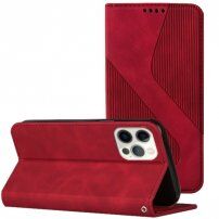 Kožni preklopni etui s uzorkom za iPhone 13 Pro - crveno