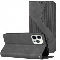 Kožni preklopni etui s uzorkom za iPhone 13 Pro Max - sivo