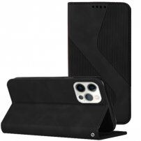 Kožni preklopni etui s uzorkom za iPhone 14 Pro - crno