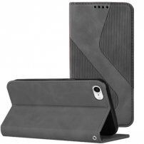 Kožni preklopni etui s uzorkom za iPhone SE (2020/2022) / 8 / 7 - sivo