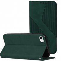 Kožni preklopni etui s uzorkom za iPhone SE (2020/2022) / 8 / 7 - Tamnozeleno
