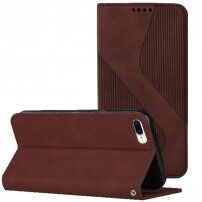 Kožni preklopni etui s uzorkom za iPhone 7 Plus / 8 Plus - smeđi